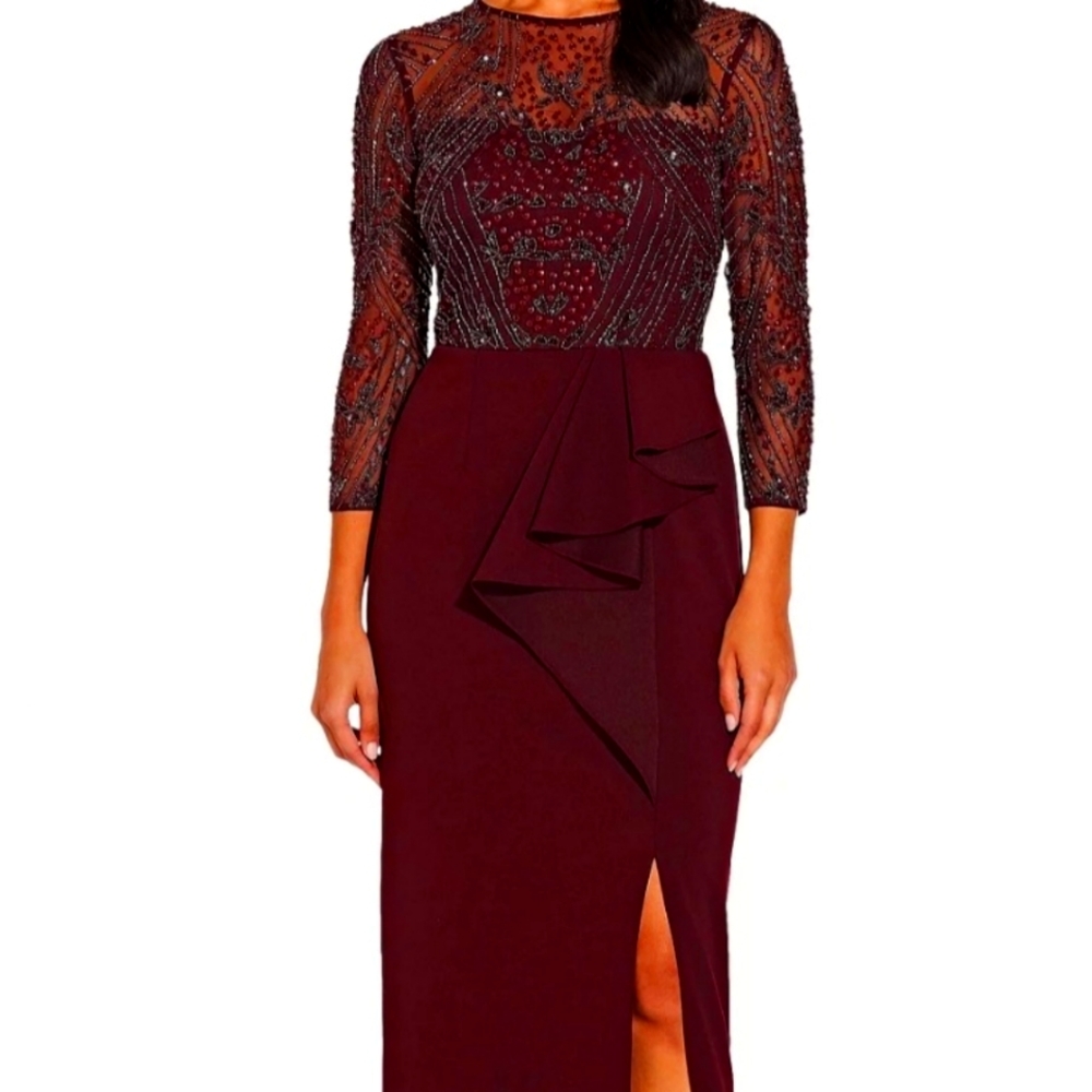 Adrianna Papell: Beaded Botice Column Gown